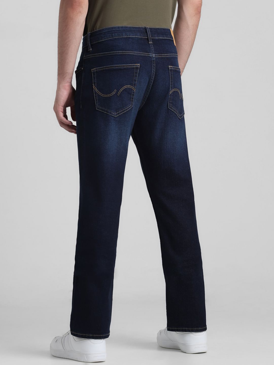 Dark Blue Mid Rise Clark Regular Fit Jeans