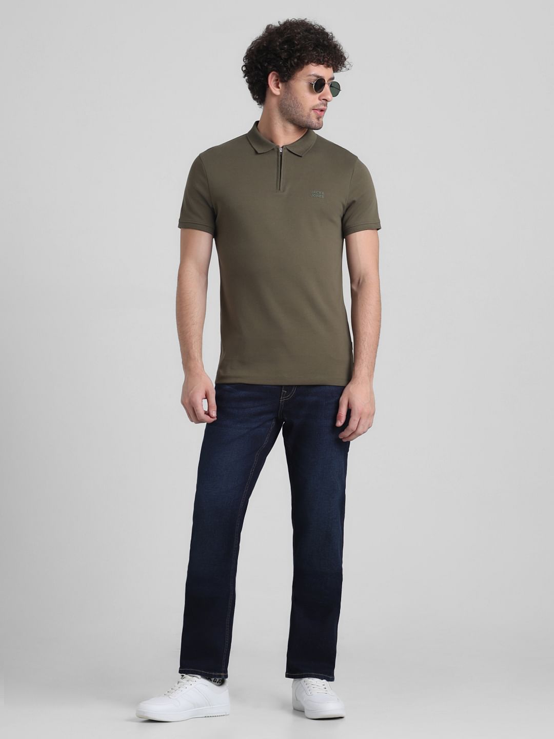 Dark Blue Mid Rise Clark Regular Fit Jeans