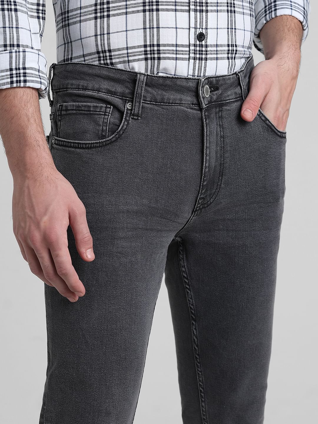 Grey Low Rise Ben Skinny Fit Jeans