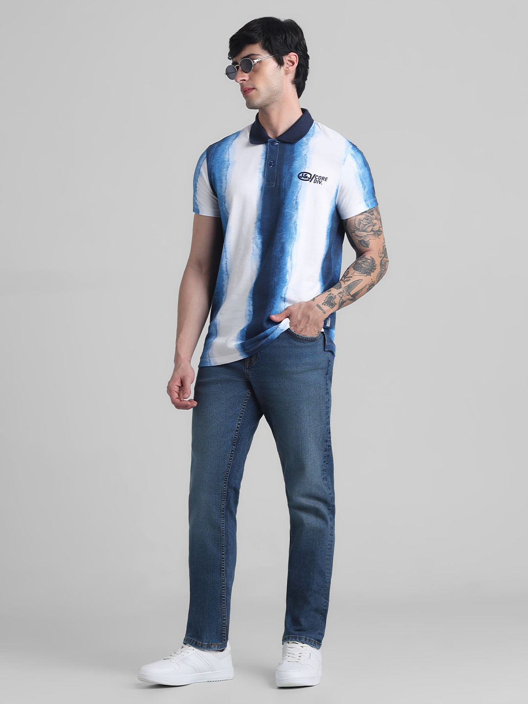 Blue Low Rise Washed Glenn Slim Fit Jeans