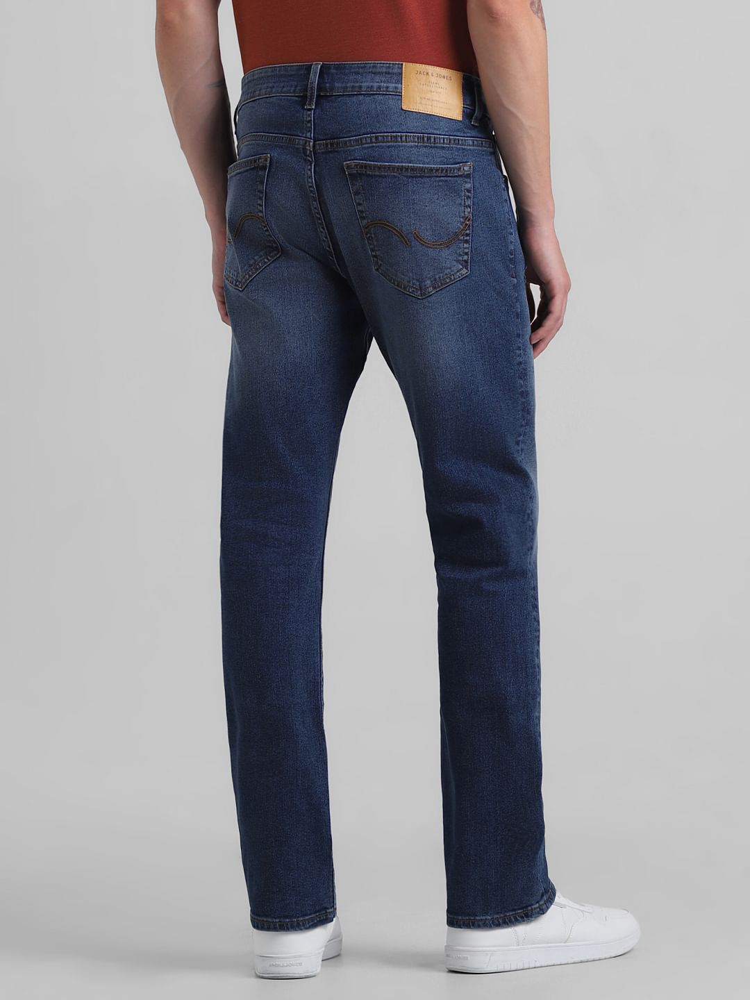 Dark Blue Mid Rise Clark Regular Fit Jeans