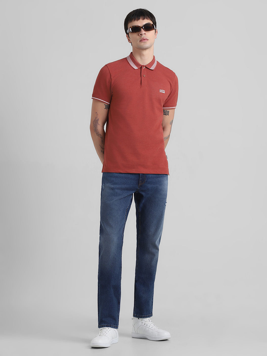 Dark Blue Mid Rise Clark Regular Fit Jeans