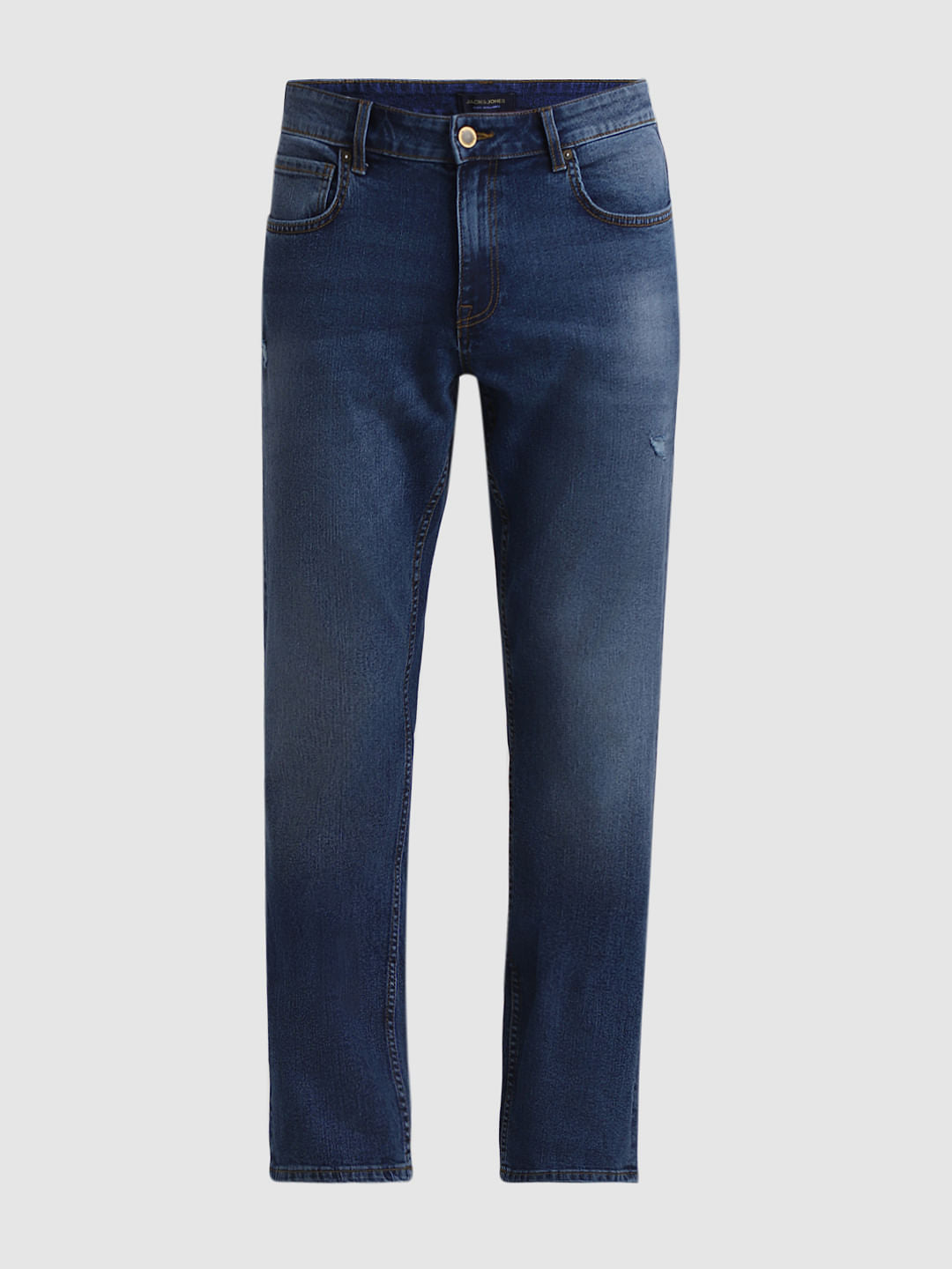 Dark Blue Mid Rise Clark Regular Fit Jeans