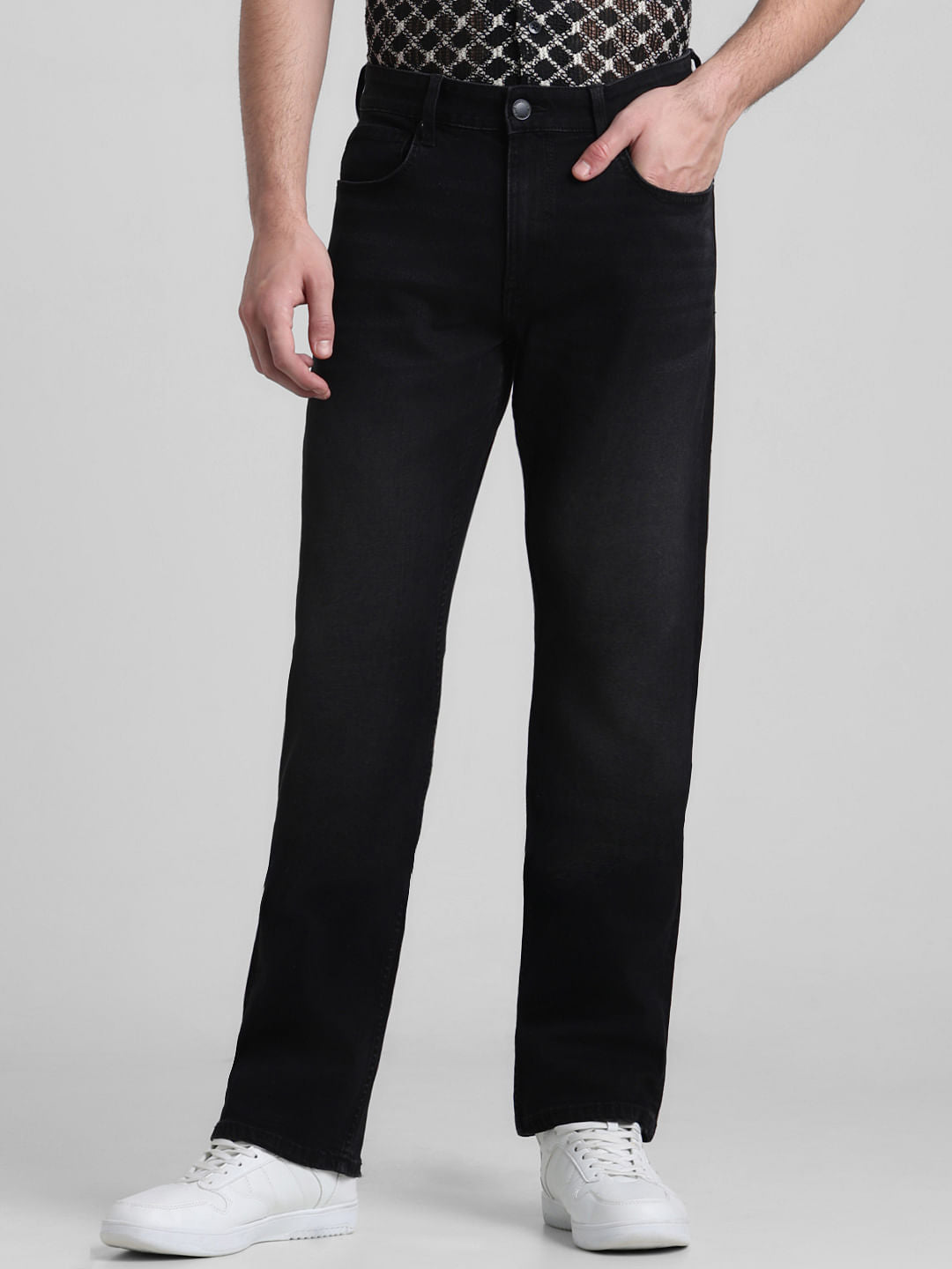 Black Mid Rise Clark Regular Fit Jeans