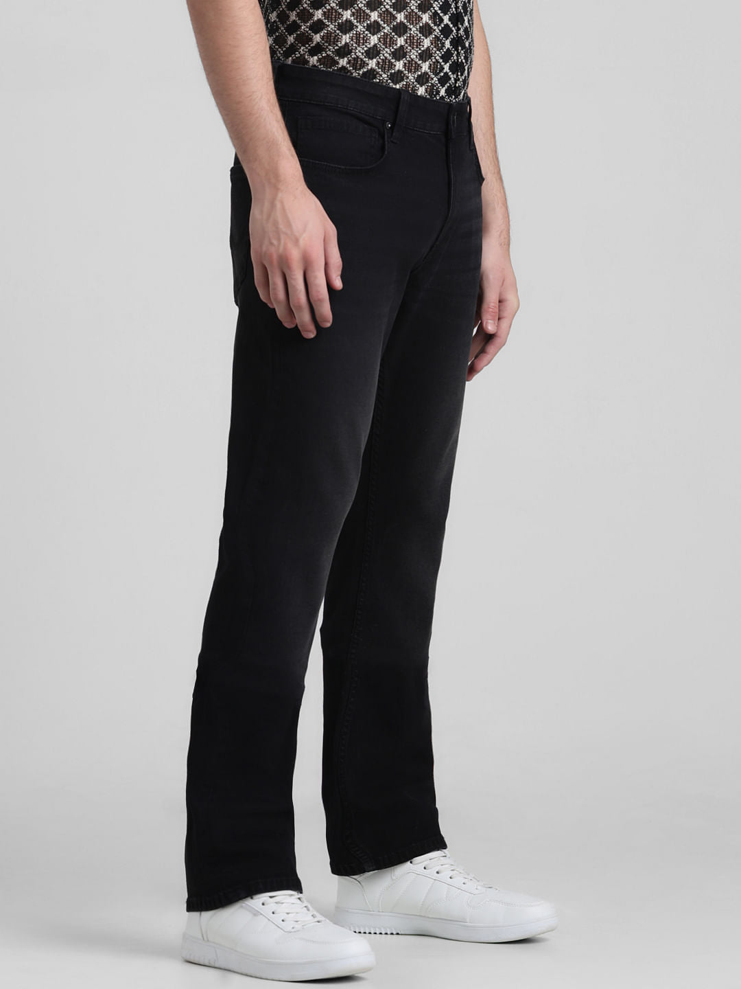 Black Mid Rise Clark Regular Fit Jeans