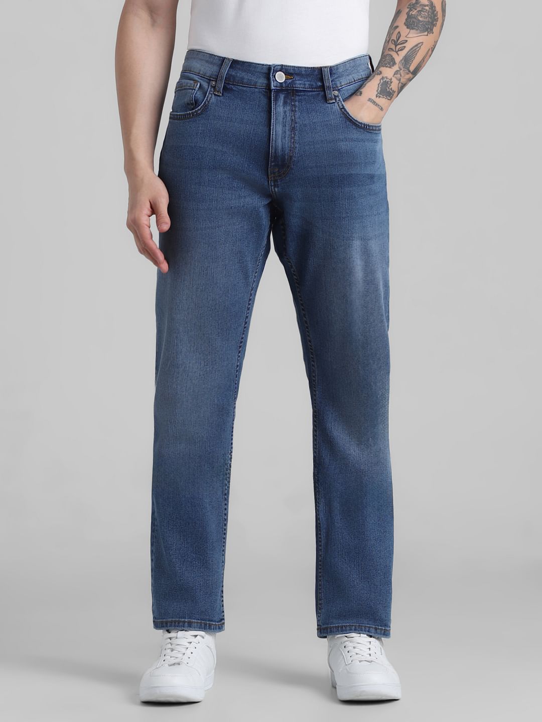 Light Blue Mid Rise Clark Regular Fit Jeans