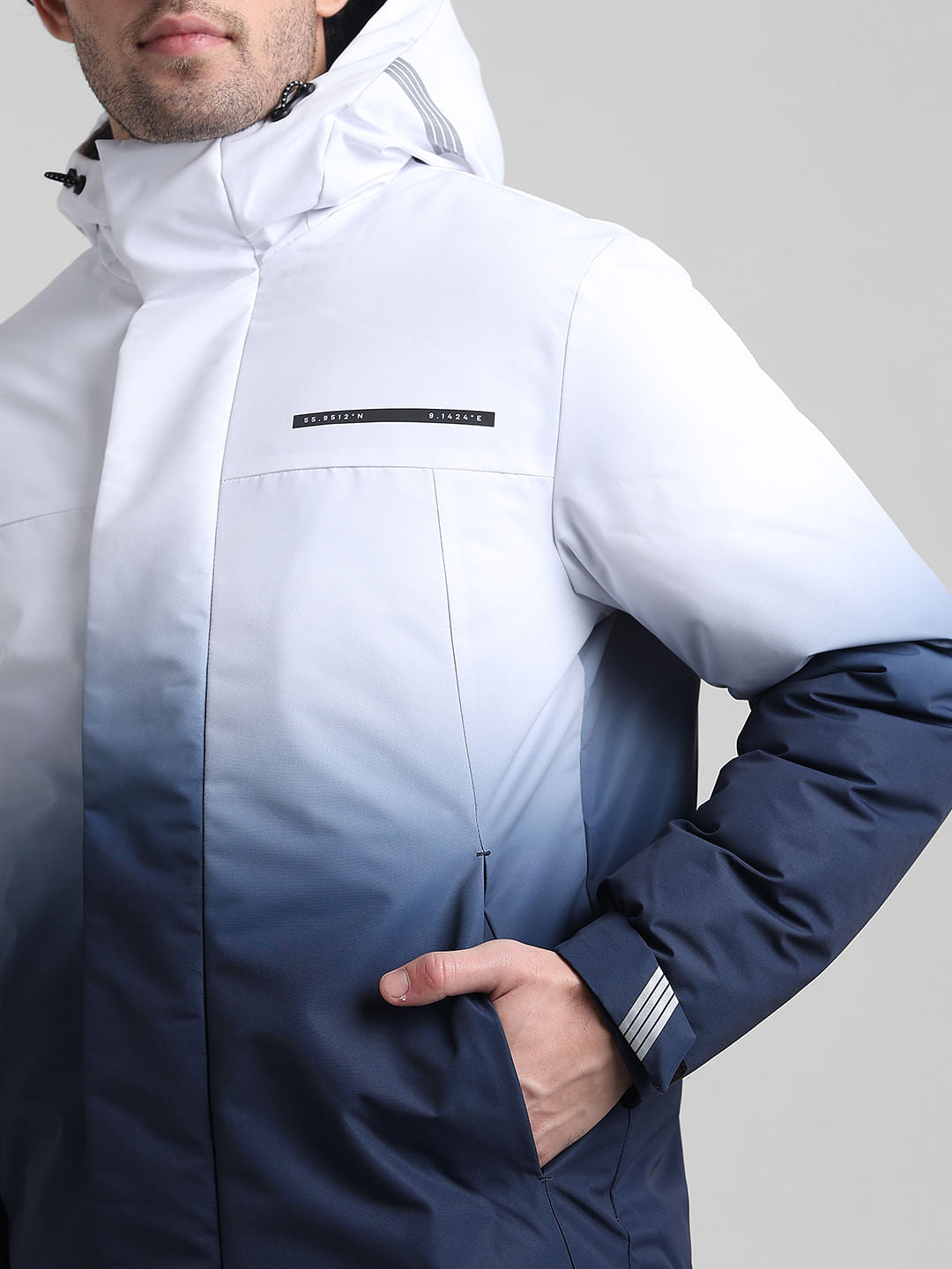 White Ombre Hooded Jacket