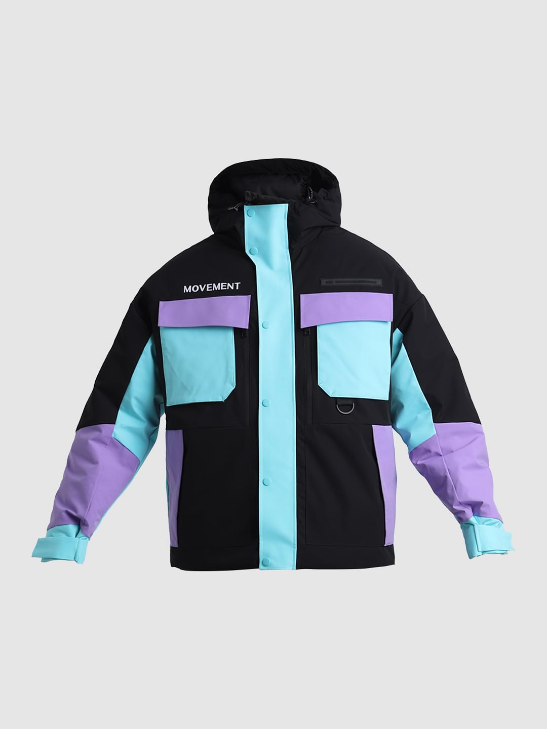 Black Colourblocked Hooded Jacket