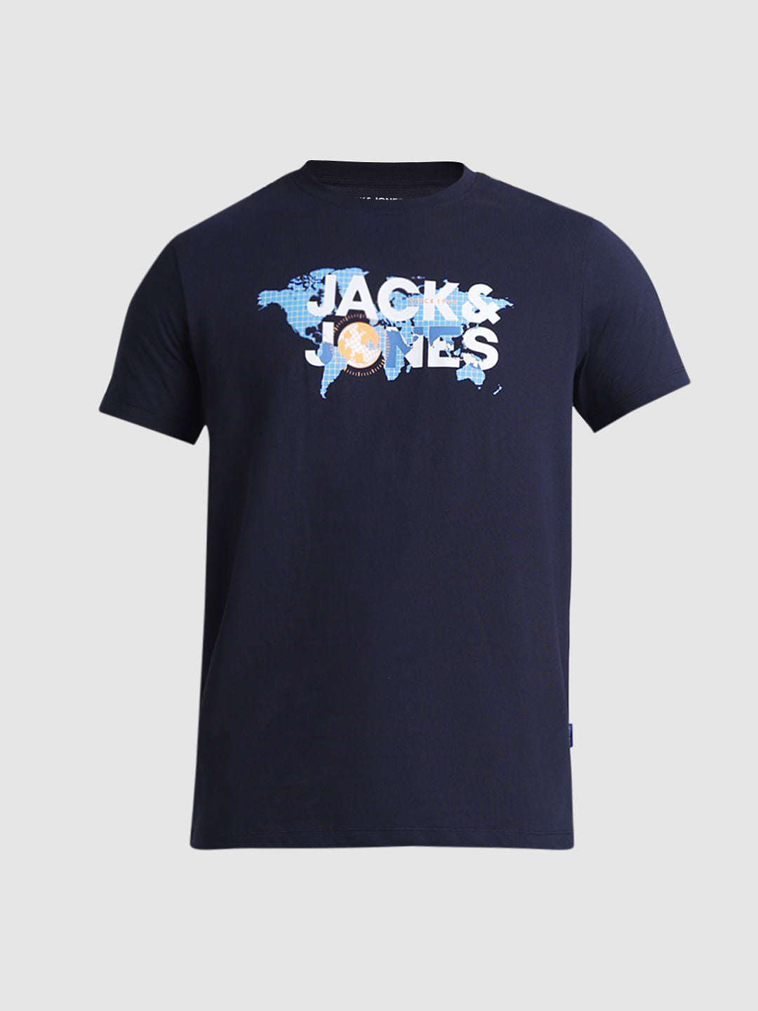 Navy Blue Printed Crew Neck T-shirt