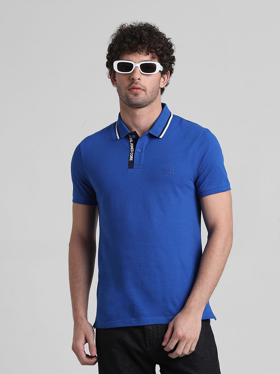 Blue Logo Text Detail Polo