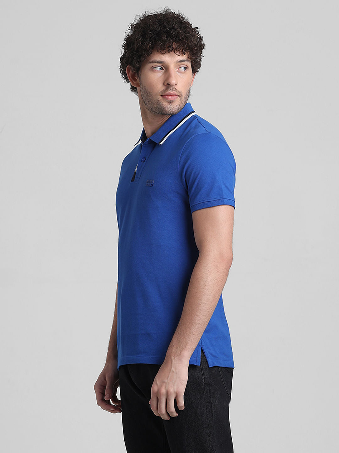 Blue Logo Text Detail Polo