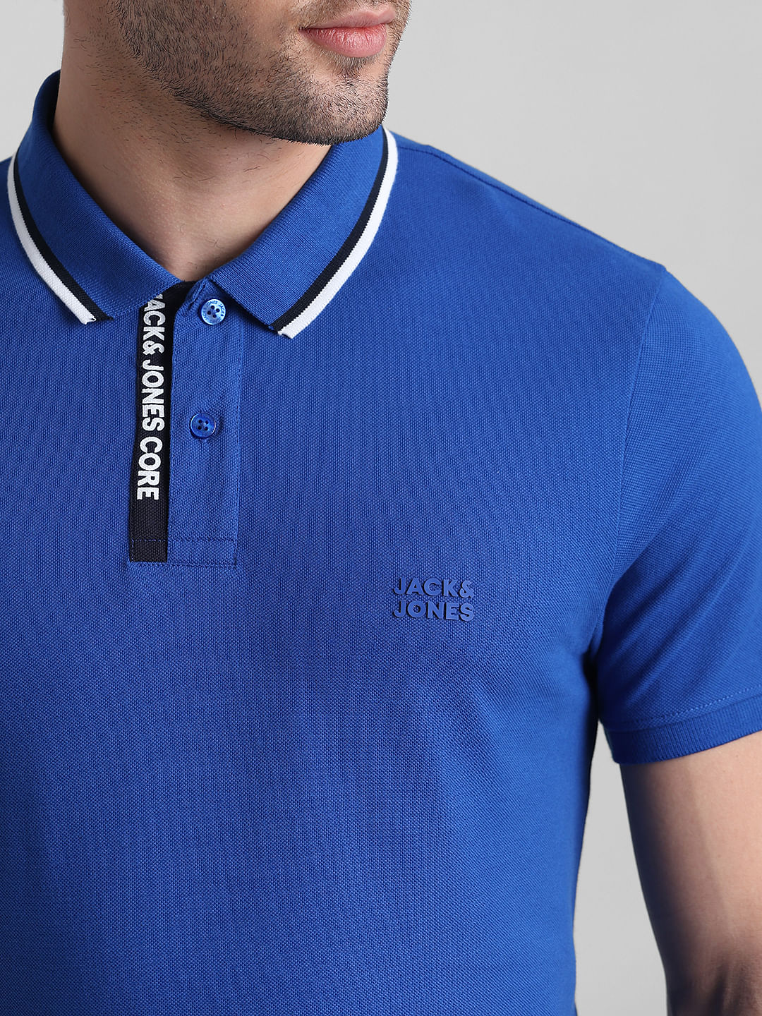 Blue Logo Text Detail Polo