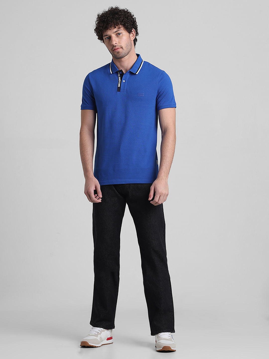 Blue Logo Text Detail Polo