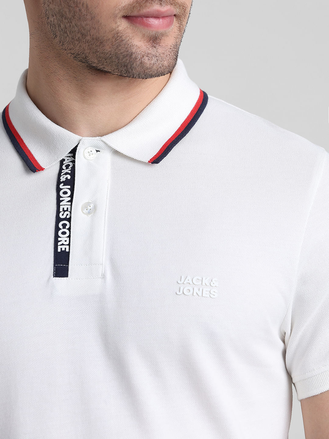 White Logo Text Detail Polo