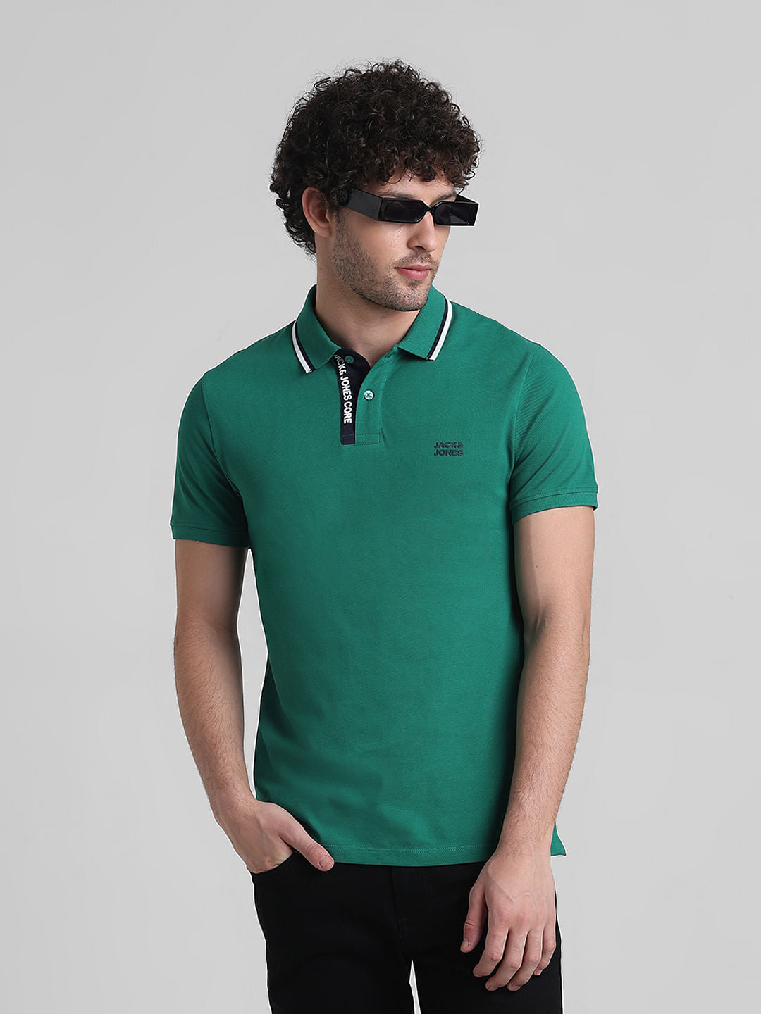 Green Logo Text Detail Polo