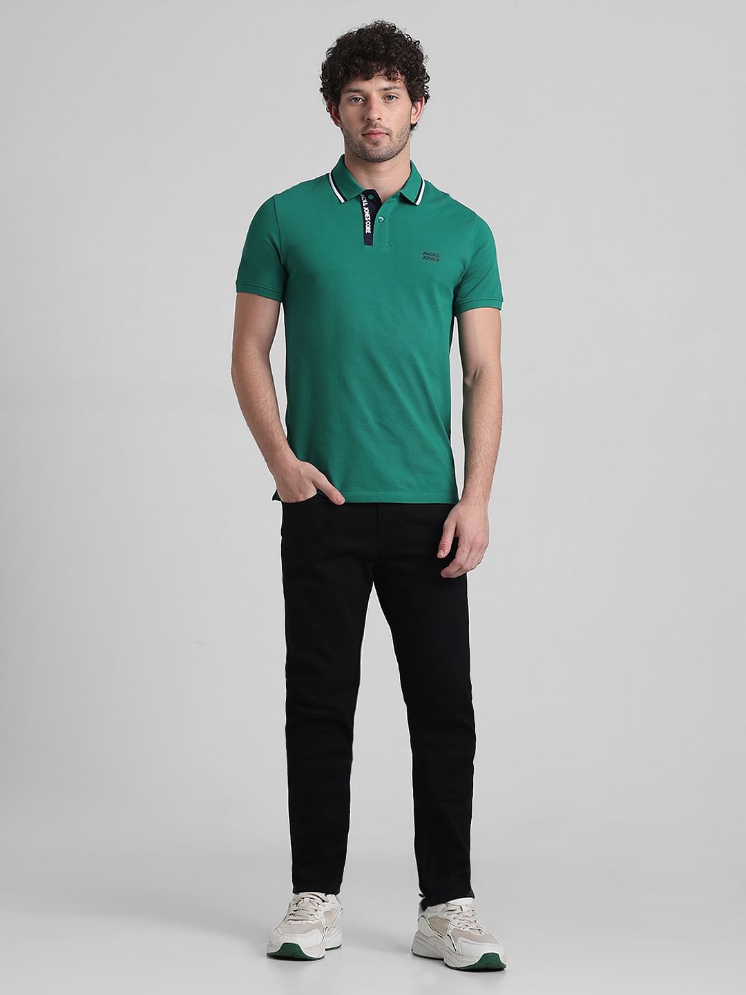 Green Logo Text Detail Polo