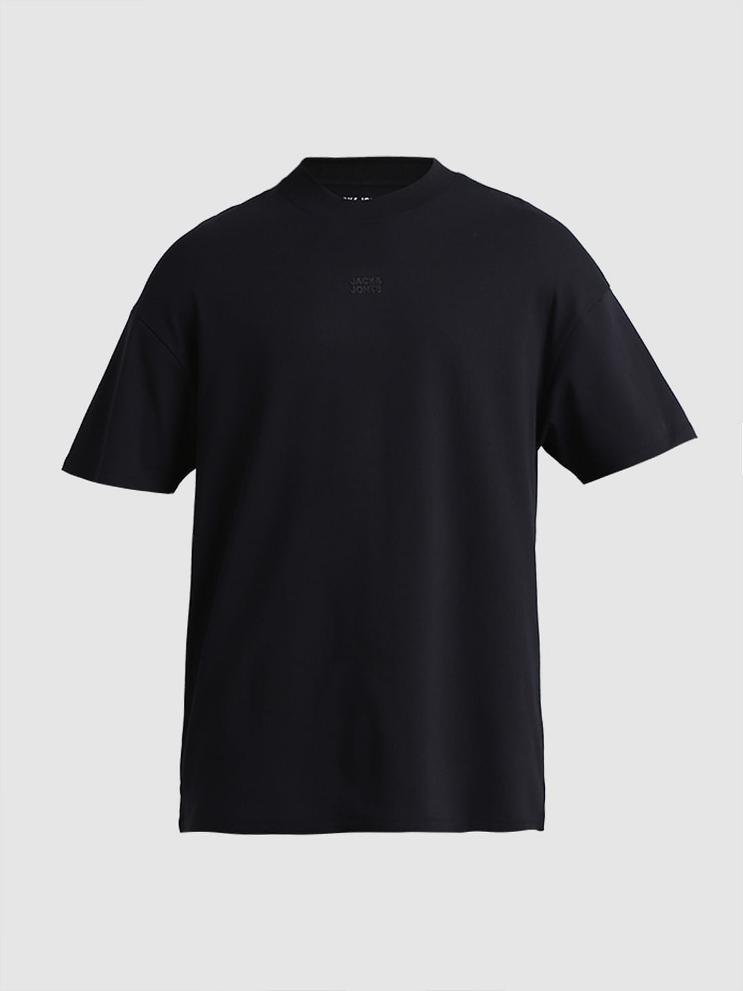 Black Logo Print Crew Neck Oversized T-shirt