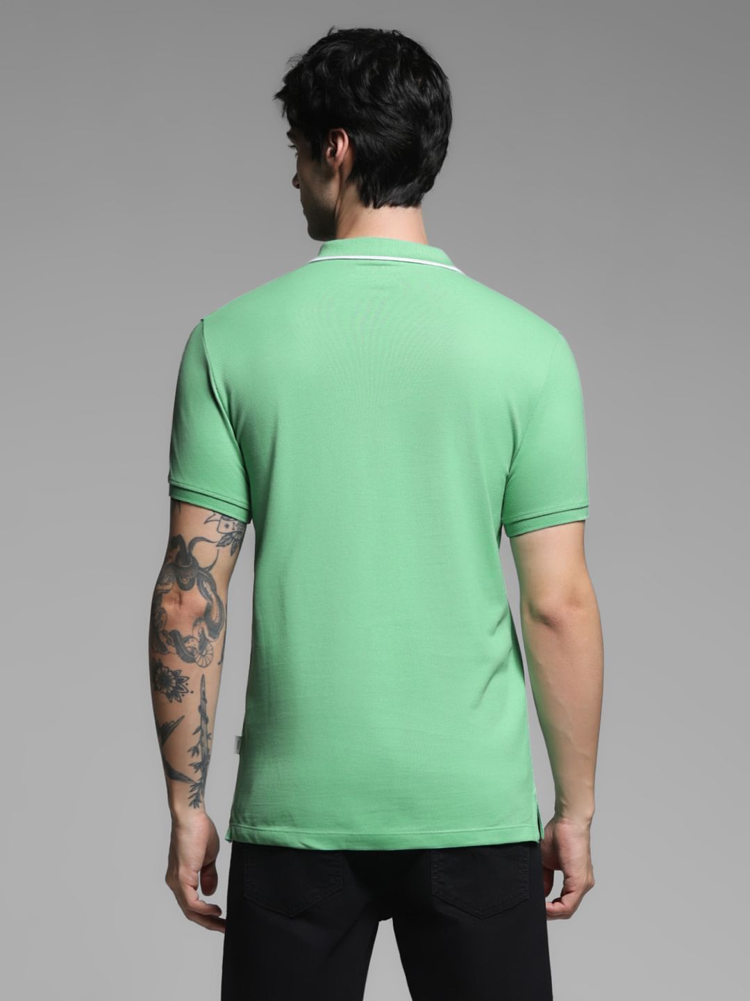 Green Contrast Tipping Polo