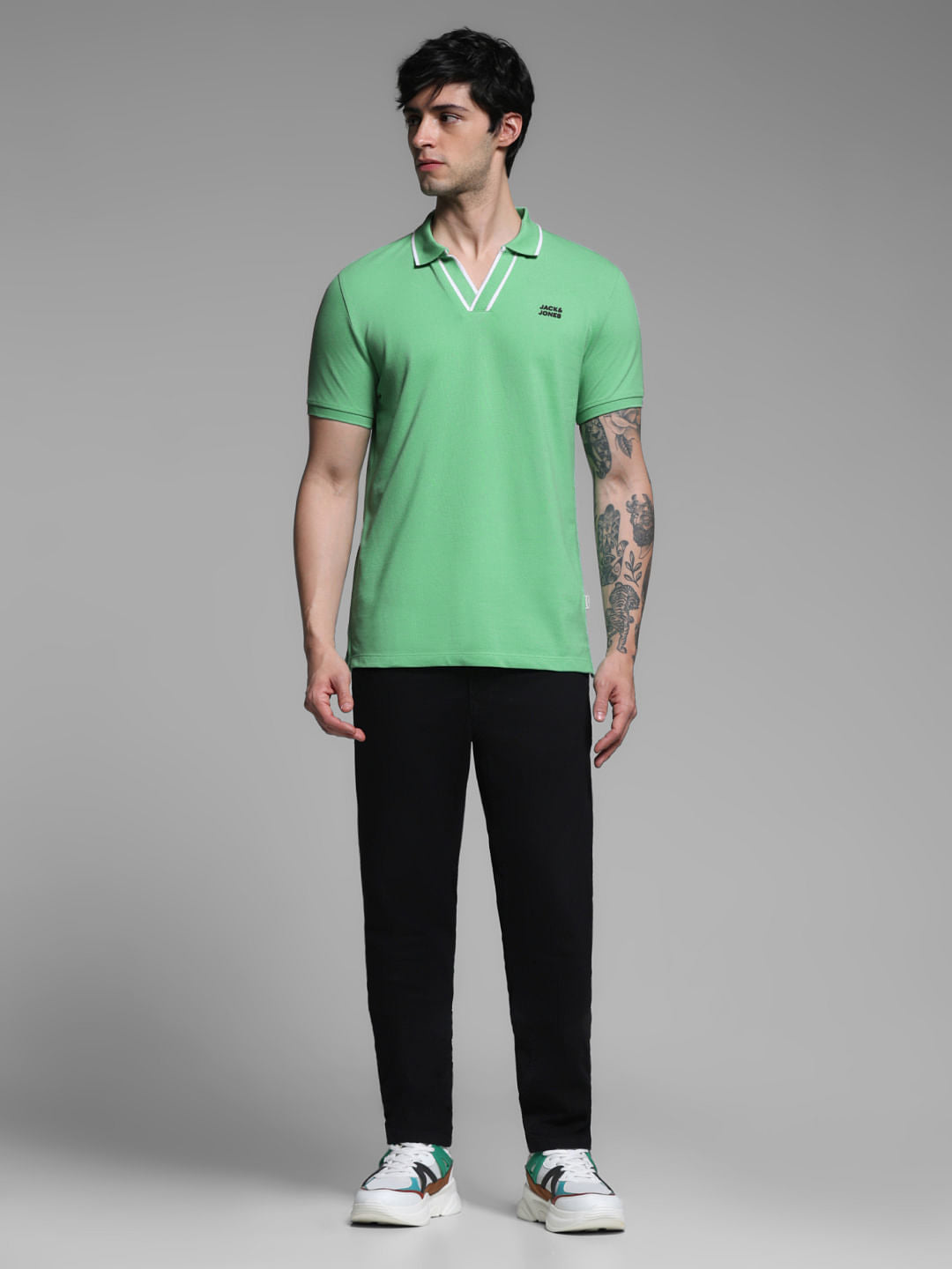 Green Contrast Tipping Polo