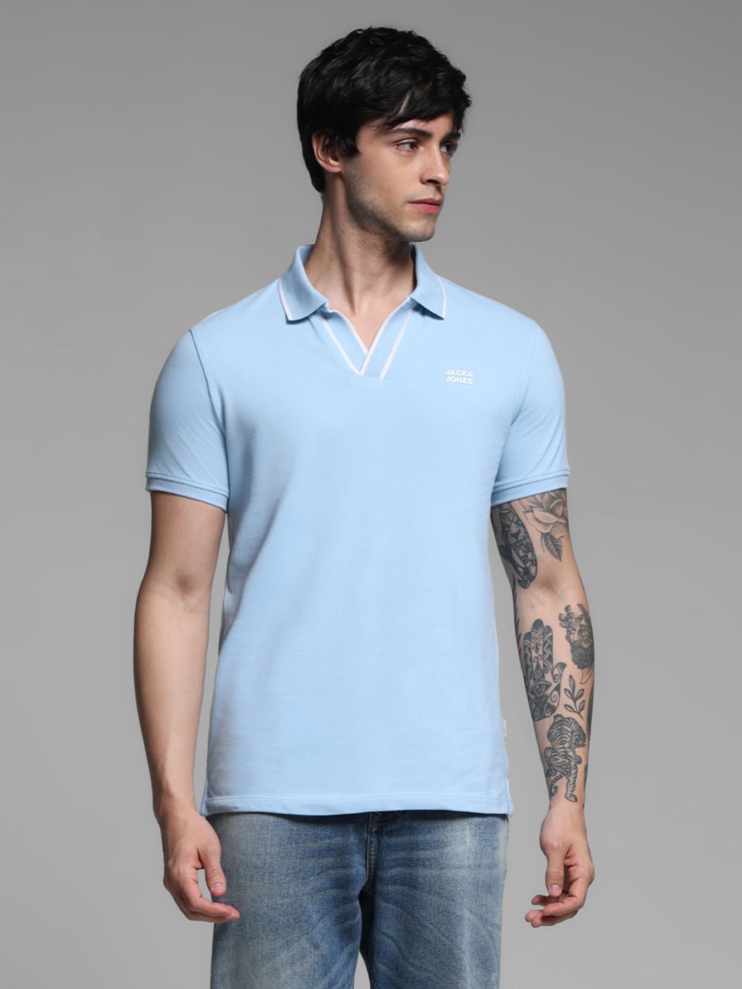 Blue Contrast Tipping Polo