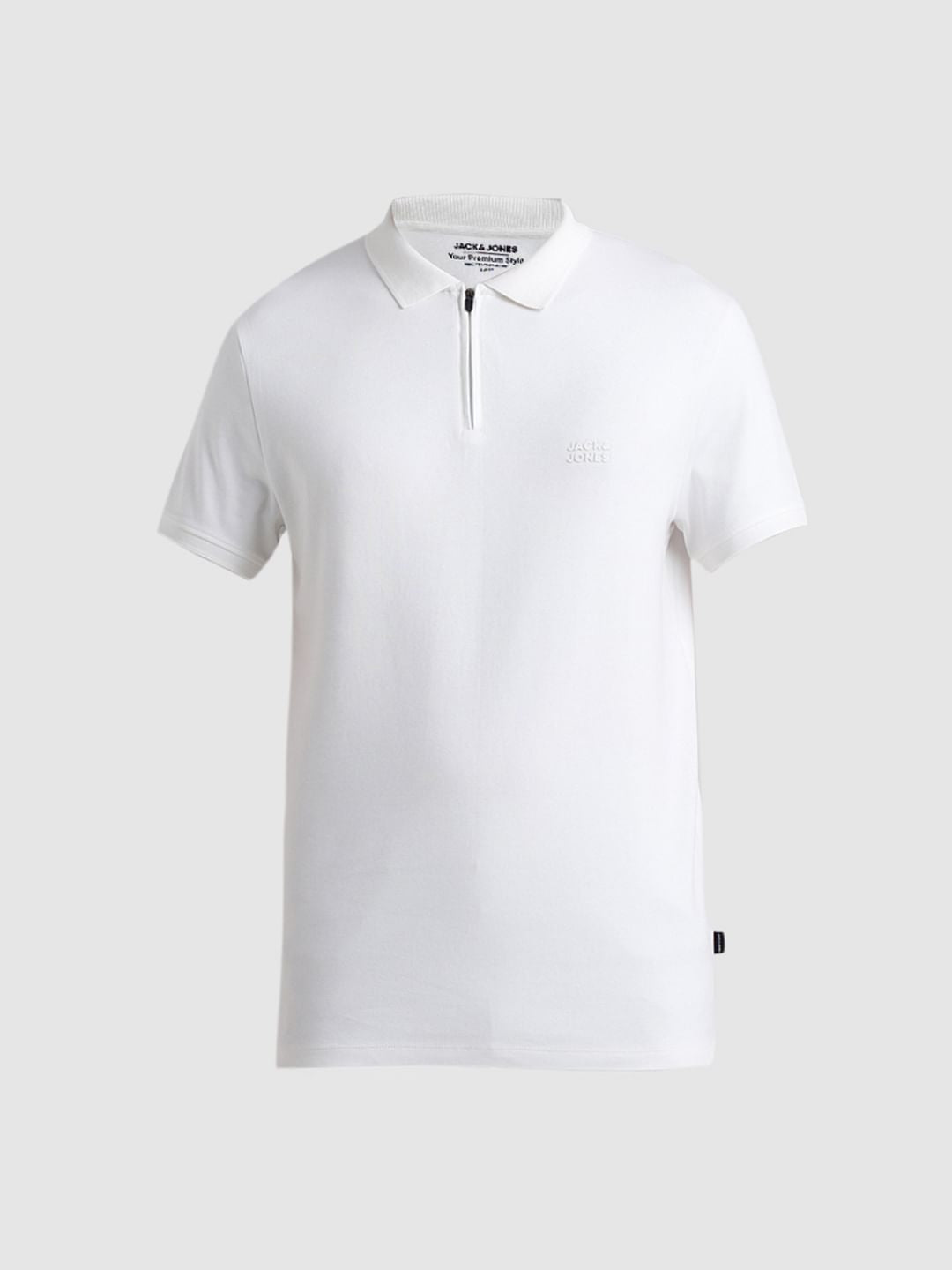 White Zip Detail Polo T-shirt