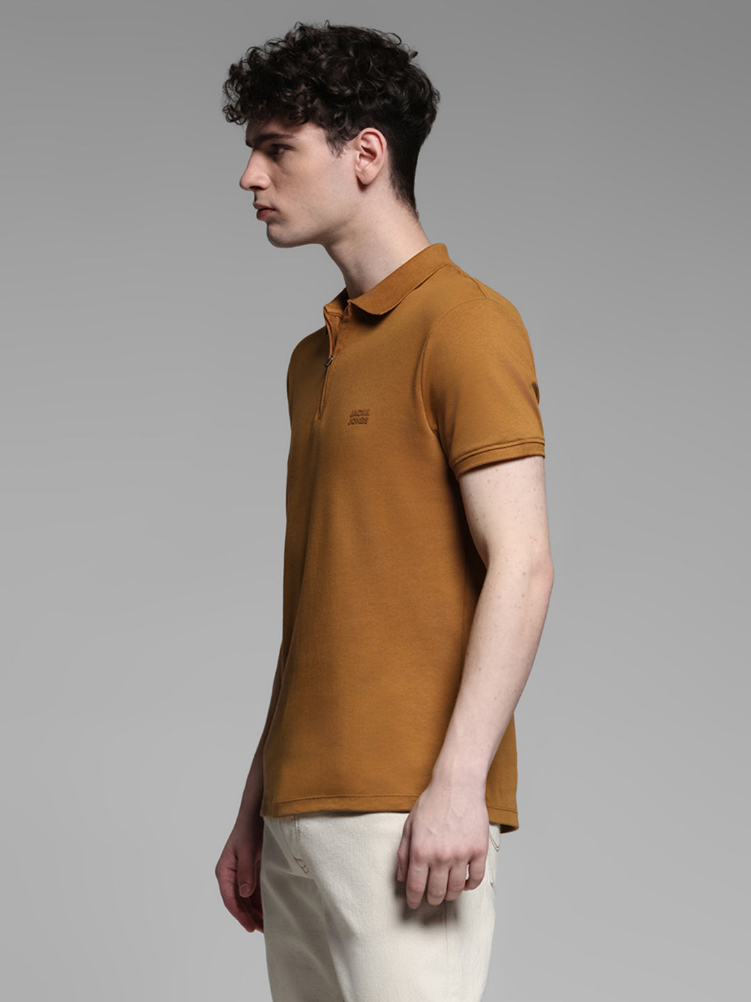 Golden Brown Zipped Polo