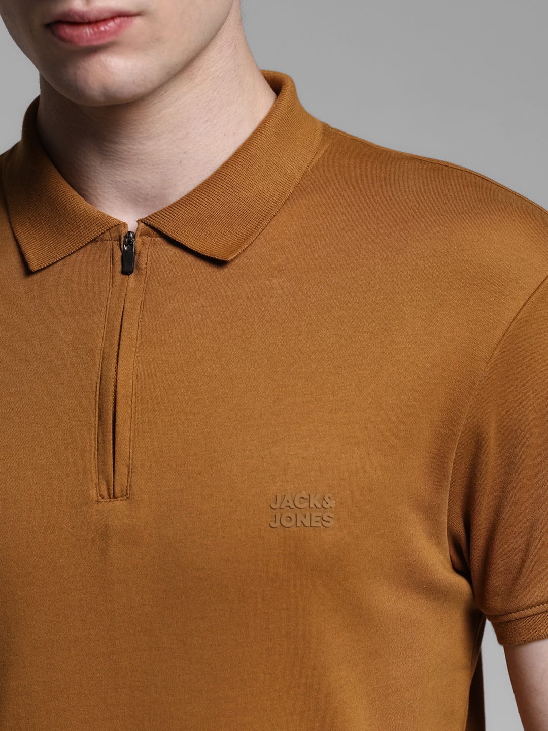 Golden Brown Zipped Polo