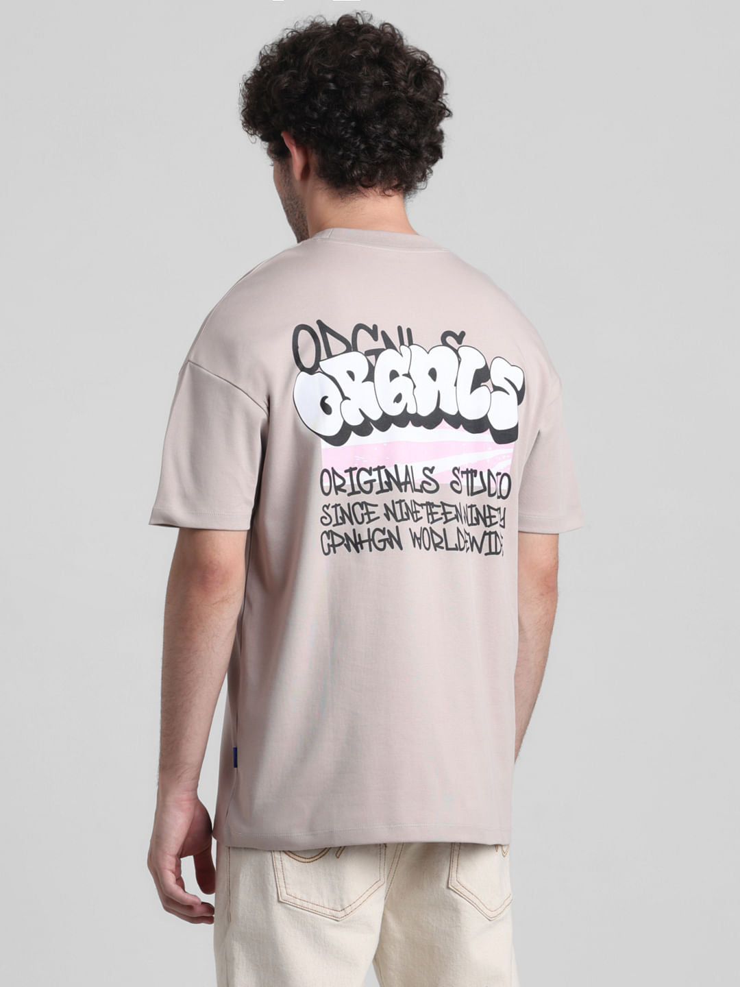 Light Brown Graphic Printed Oversized T-shirt