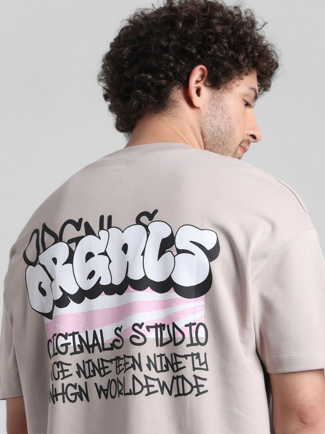 Light Brown Graphic Printed Oversized T-shirt