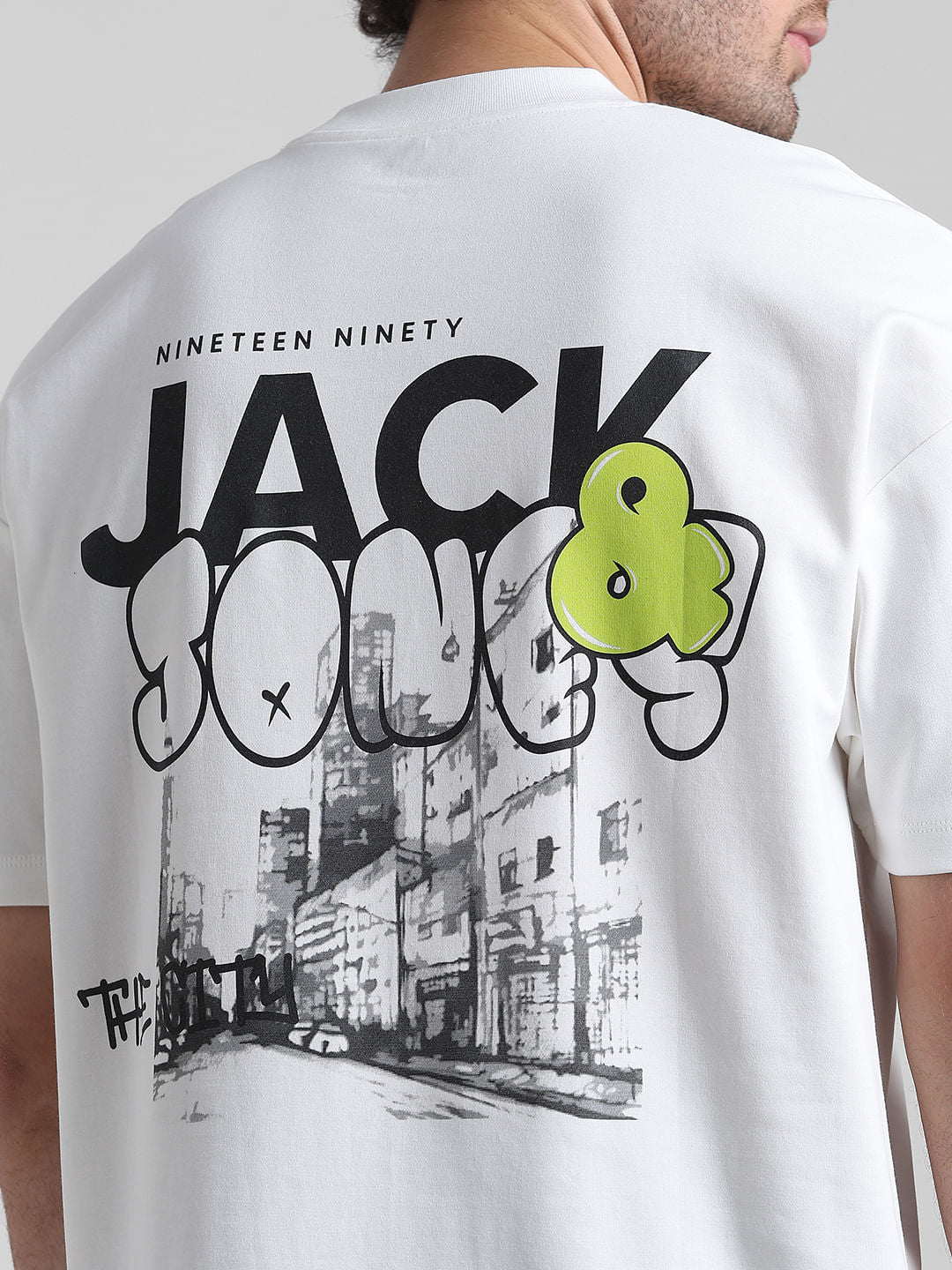 White Graphic Printed Oversized T-shirt