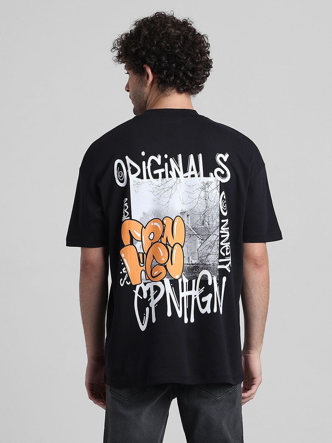 Black Graphic Printed Oversized T-shirt