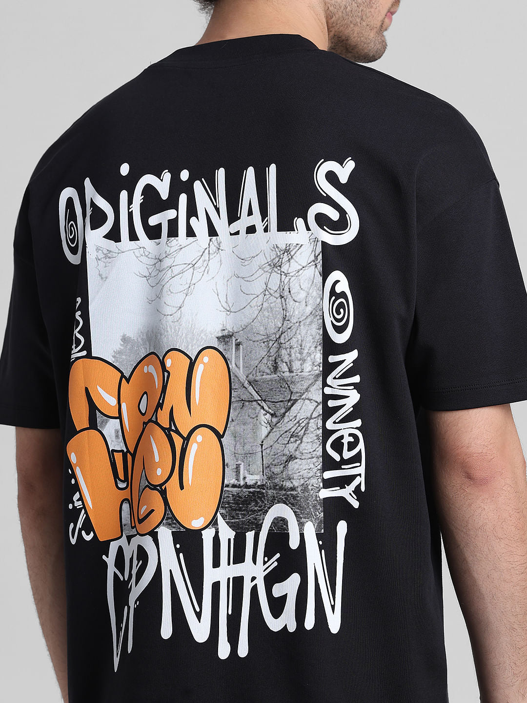 Black Graphic Printed Oversized T-shirt