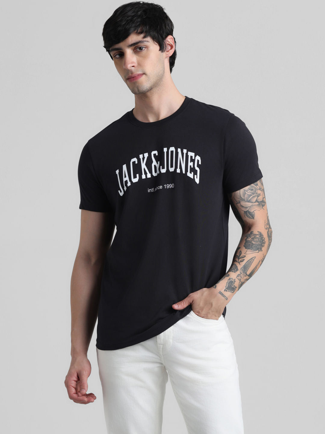 Black Logo Print Crew Neck T-shirt