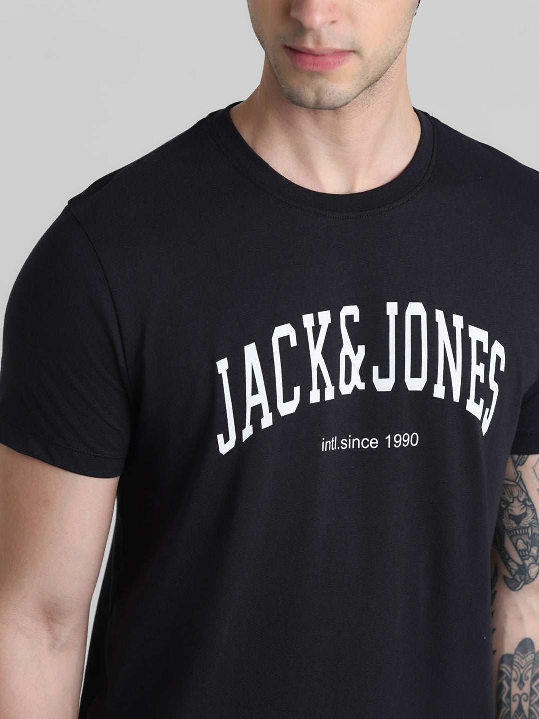 Black Logo Print Crew Neck T-shirt