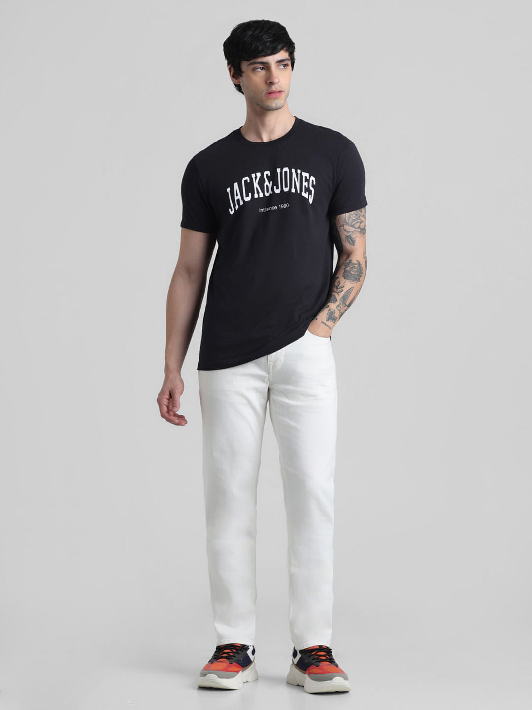 Black Logo Print Crew Neck T-shirt