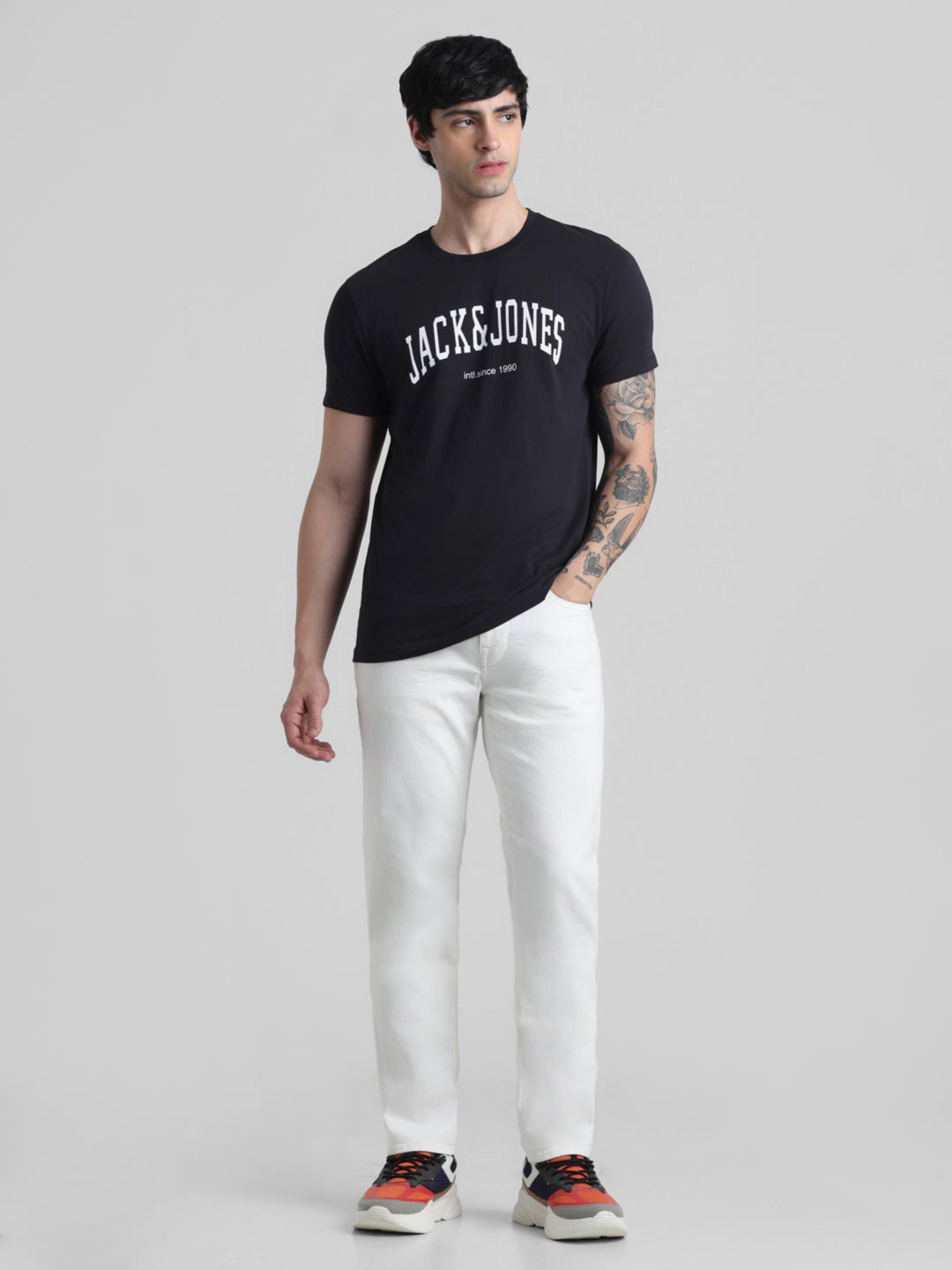 Black Logo Print Crew Neck T-shirt