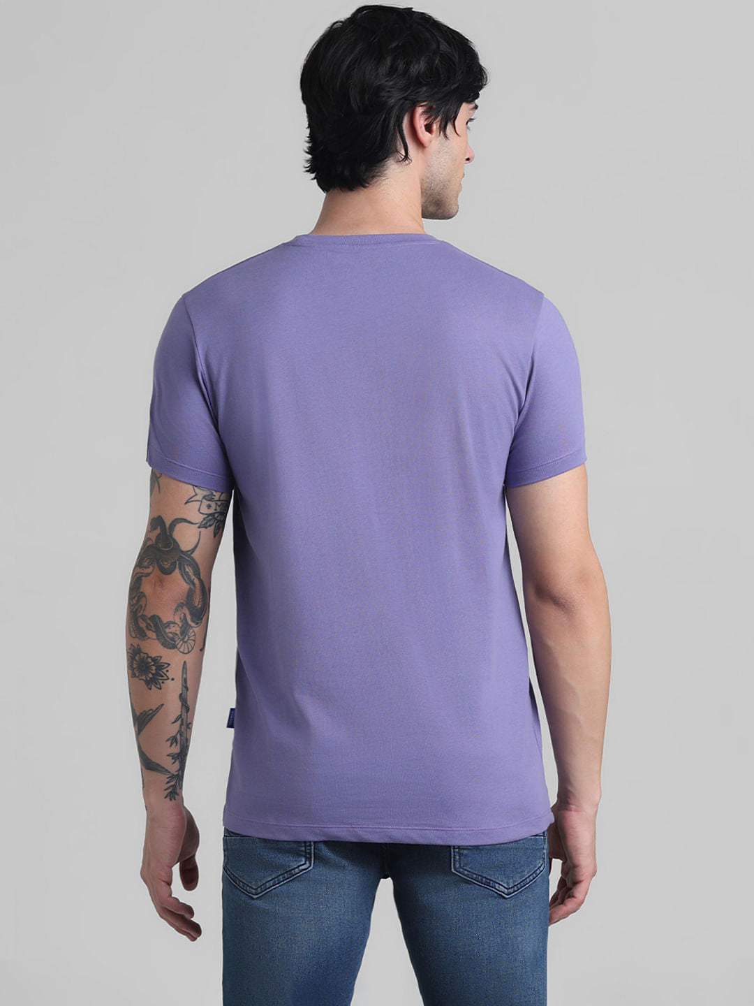 Purple Logo Text Crew Neck T-shirt