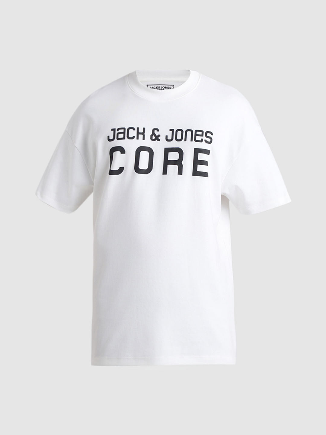 White Logo Print Oversized Crew Neck T-shirt