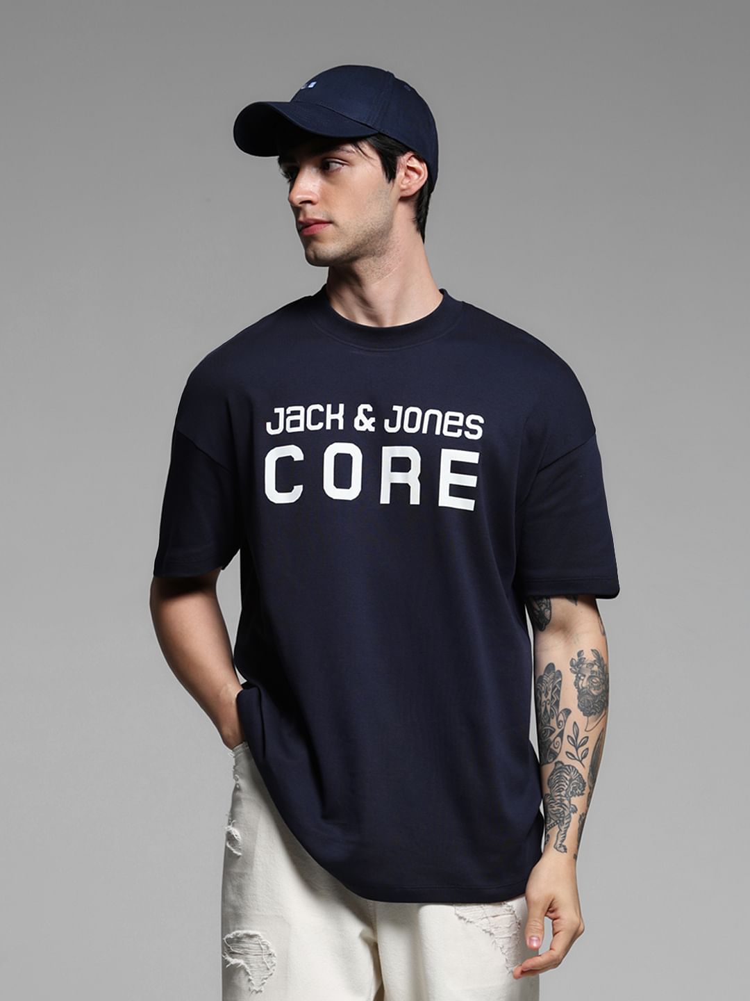 Dark Blue Cotton Oversized T-Shirt