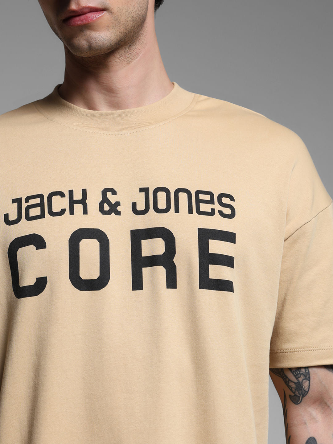Beige Cotton Oversized T-Shirt