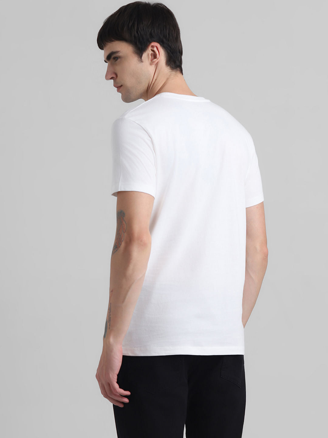 White Logo Print Crew Neck T-shirt