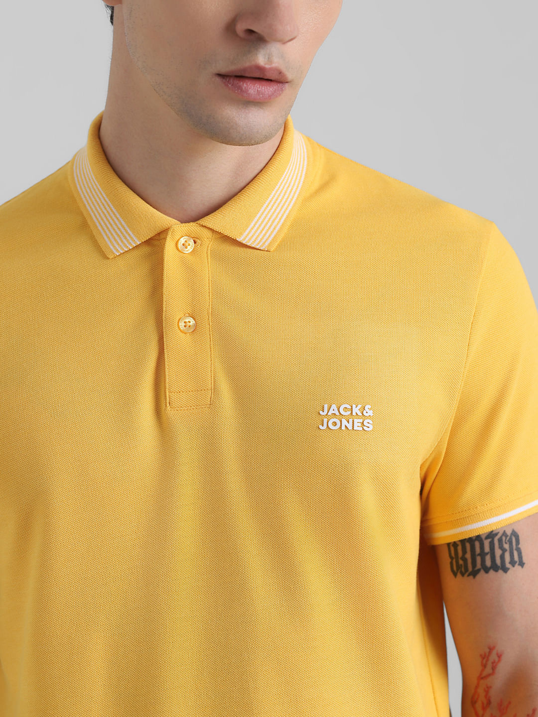 Yellow Contrast Tipping Polo T-shirt