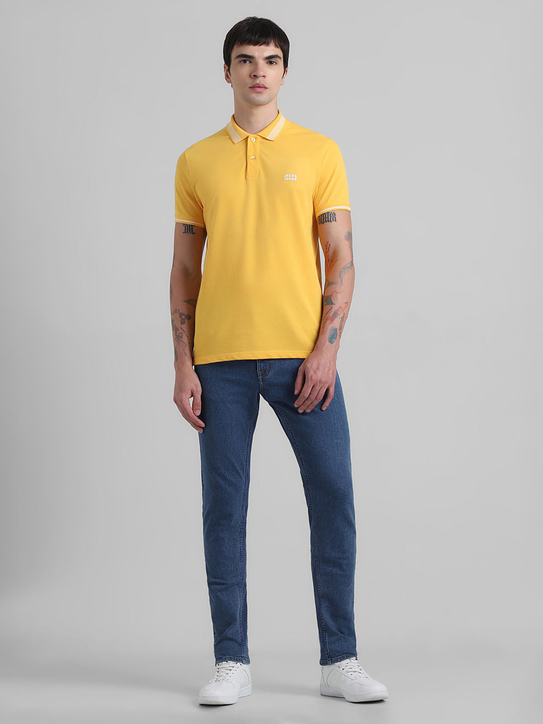 Yellow Contrast Tipping Polo T-shirt