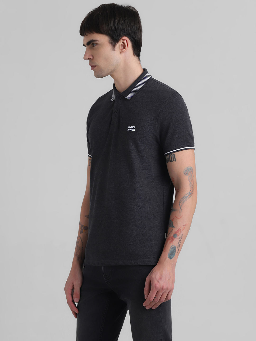 Black Contrast Tipping Polo T-shirt
