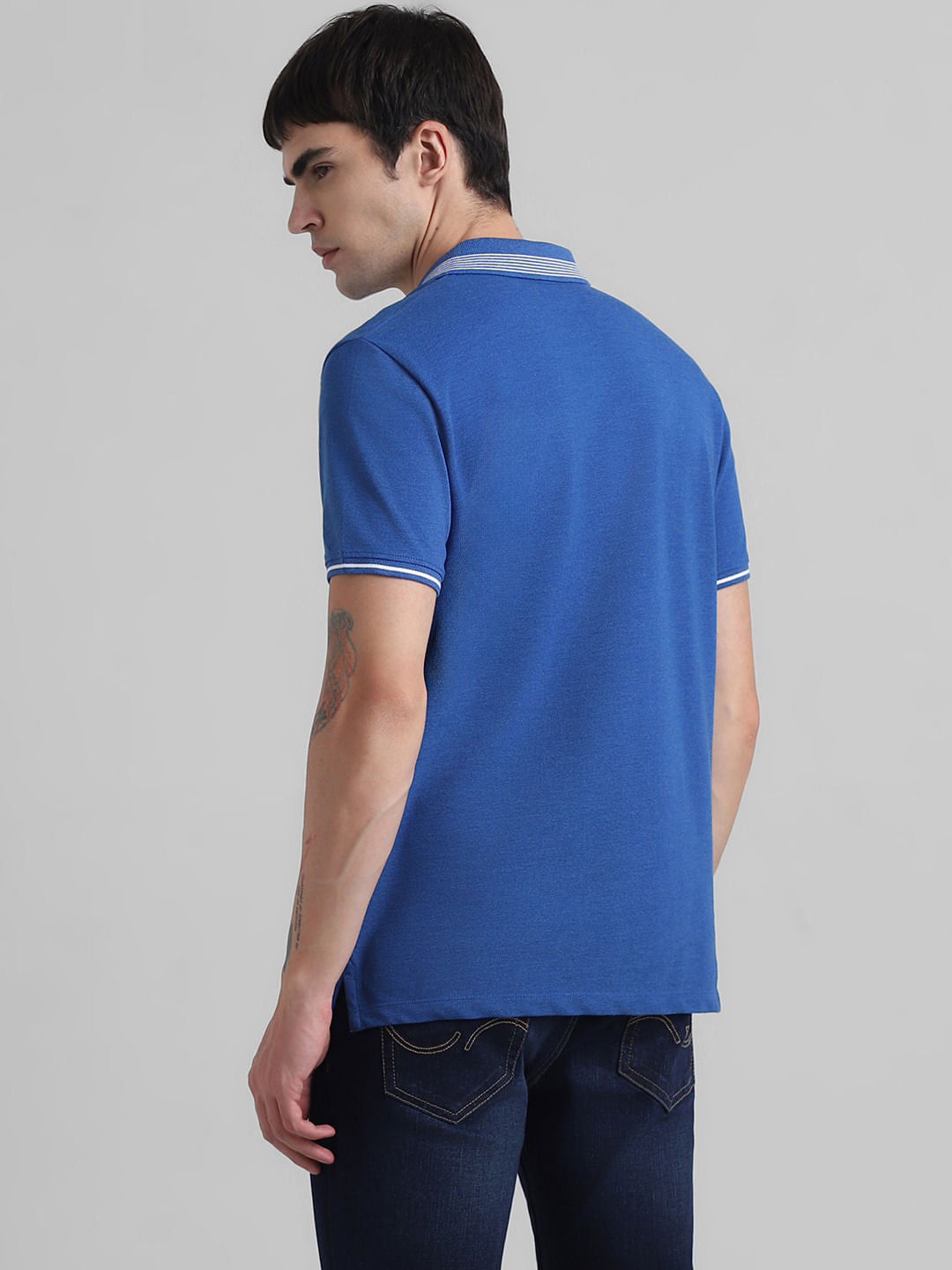 Blue Contrast Tipping Polo T-shirt