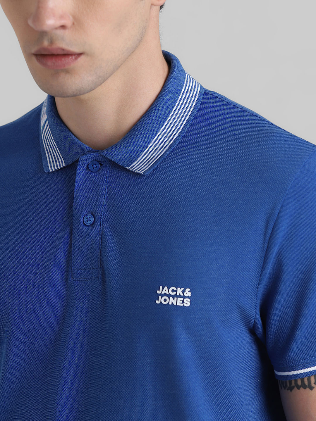 Blue Contrast Tipping Polo T-shirt