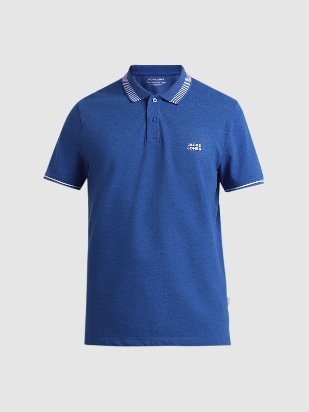 Blue Contrast Tipping Polo T-shirt