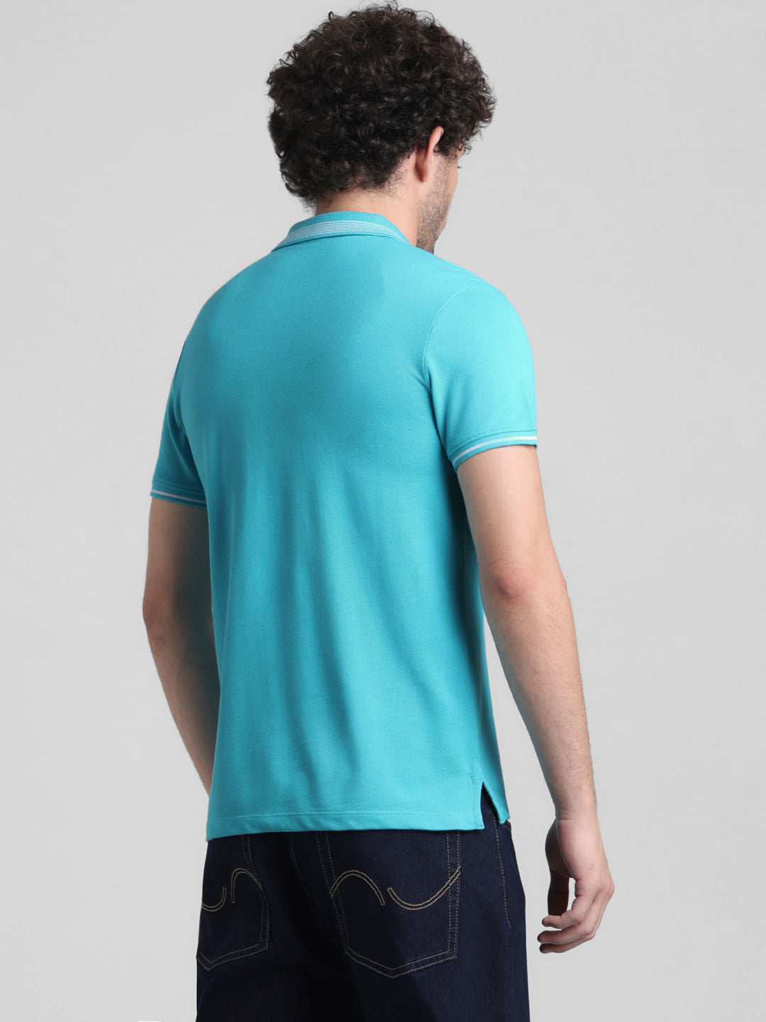 Green Contrast Tipping Polo T-shirt