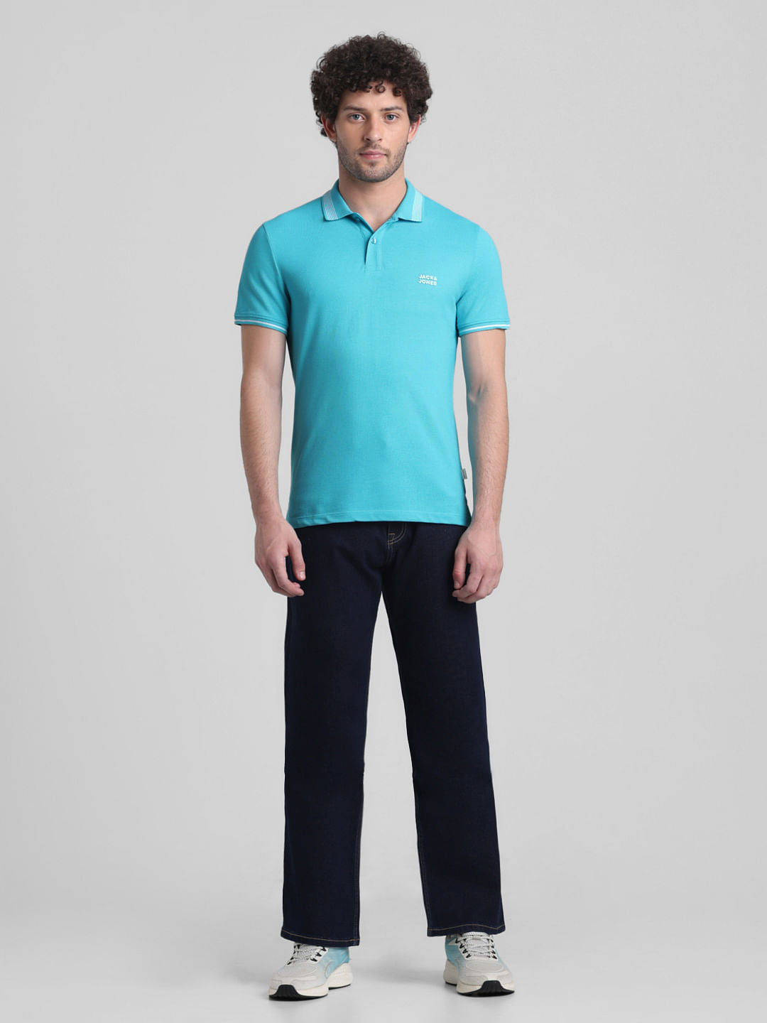 Green Contrast Tipping Polo T-shirt