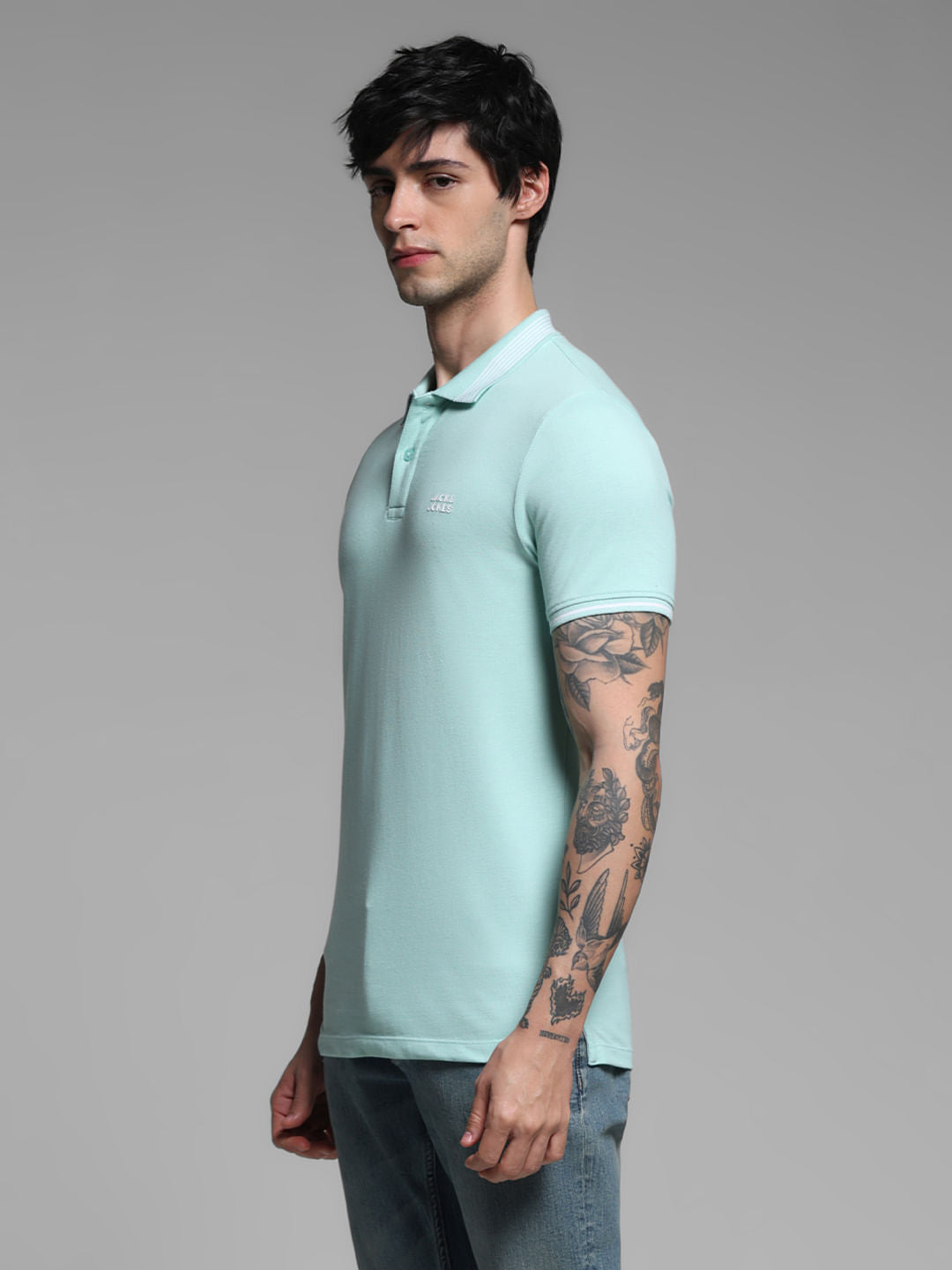 Mint Green Logo Print Polo